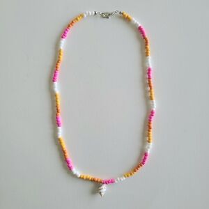 Colorful Beaded Necklace with Shell Pendant